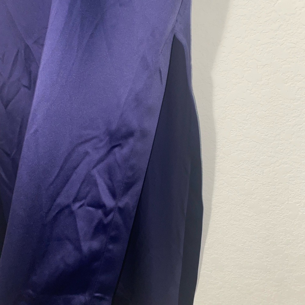 Anthropologie Sateen Trouser Dark Academia Preppy Purple Maxi Skirt High Slit 10 - Picture 7 of 12